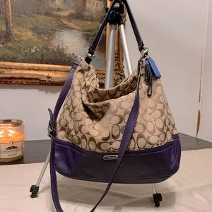 Coach indigo khaki signature print shoulder bag/tote..like new